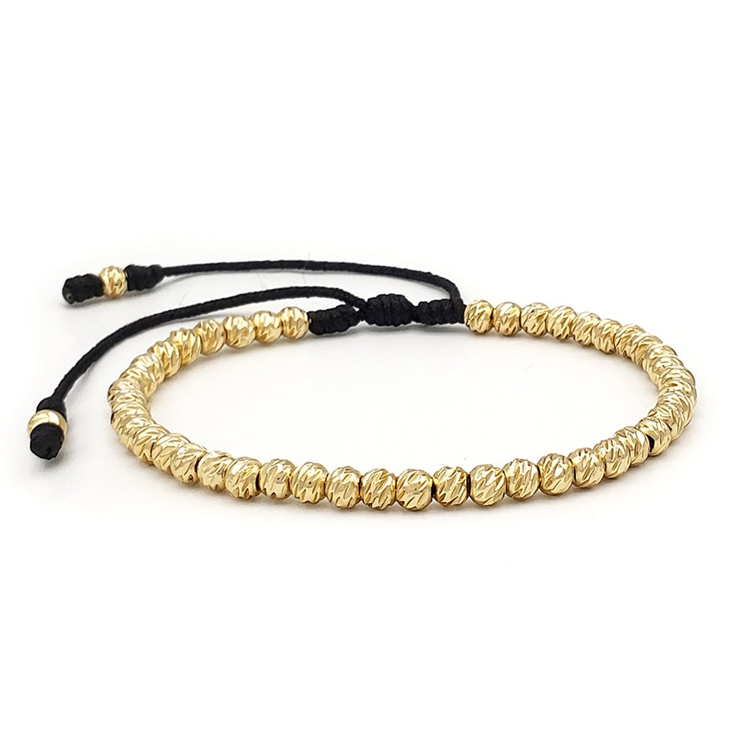 Pulsera Oro Laminado Balines Diamantados